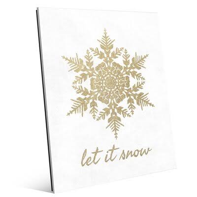 Click Wall Art &Let It Snow in Sand& Graphic Art on Plaque, White DCJ3_V0ZRB73