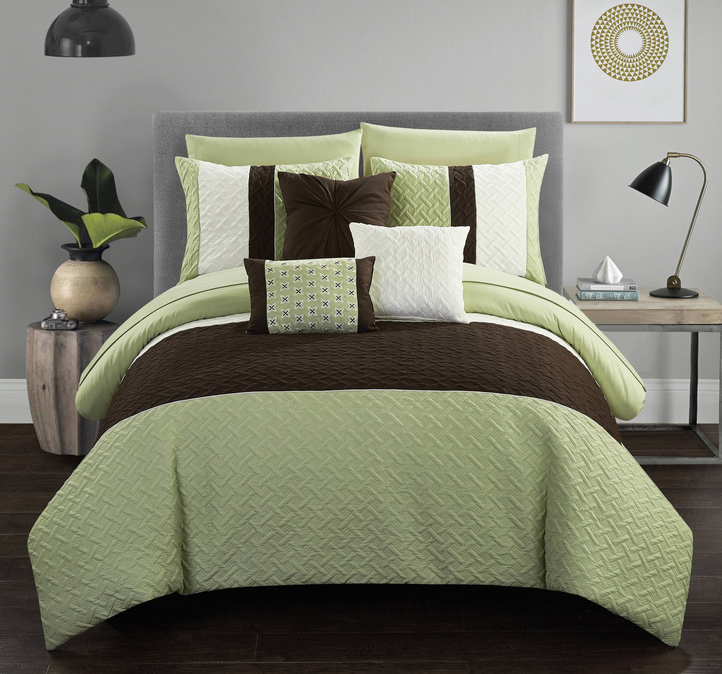 Chic Home Osnat Bed in A Bag Comforter Set - Green - King ZLU6_U8HDI04