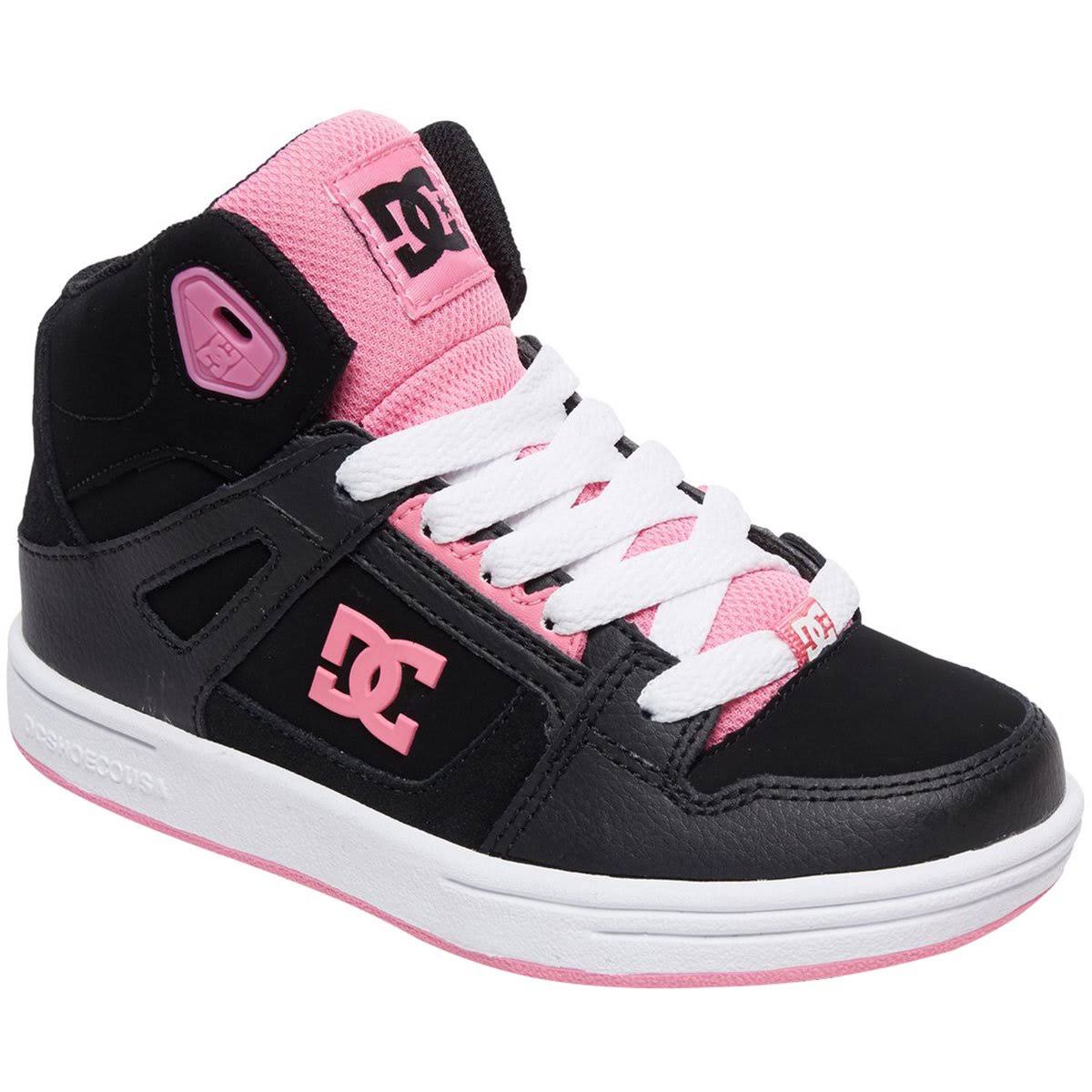 DC Shoes Pure High Top Kids Skate GS100093 | Black/Pink | Size 4 M ARX6_H8SXK41