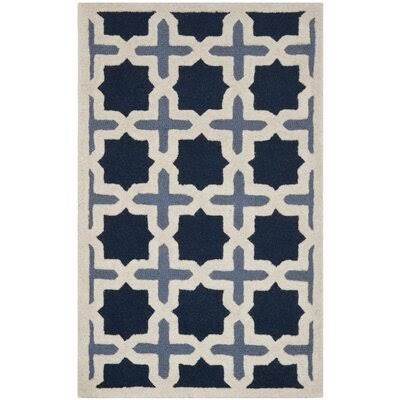 Clapham Hand-Tufted Wool Dark Blue/Ivory Area Rug Charlton Home Rug Size: Rectangle 3 x 5 YEZ7_W1OYB58