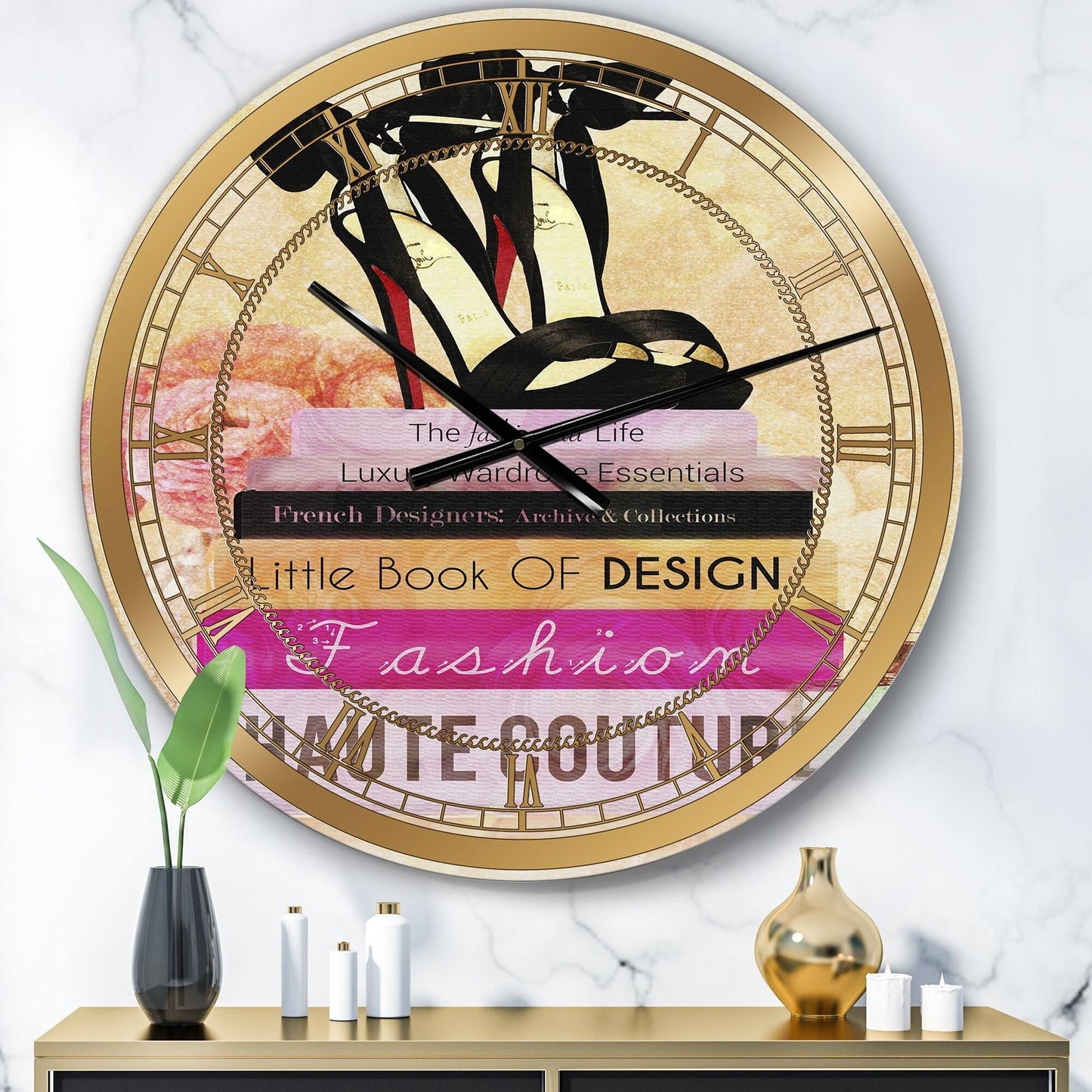 Designart &Fashionista Reads 2& Large Fashion Wall Clock - 29 in. Wide x 29 in. High BMI6_U8CHF52