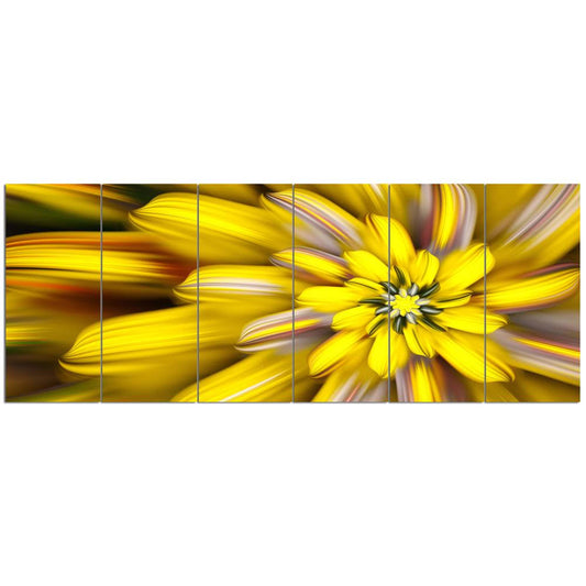 Design Art &Massive Yellow Fractal Flower& 6 Piece Graphic Art Print Set on Canvas IWU2_O2VZY75