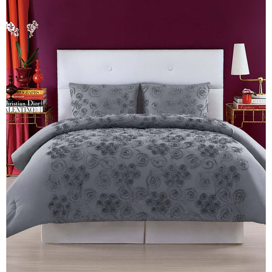 Christian Siriano Pretty Petals Full/Queen Comforter Set - Grey MEX6_X4PWI98