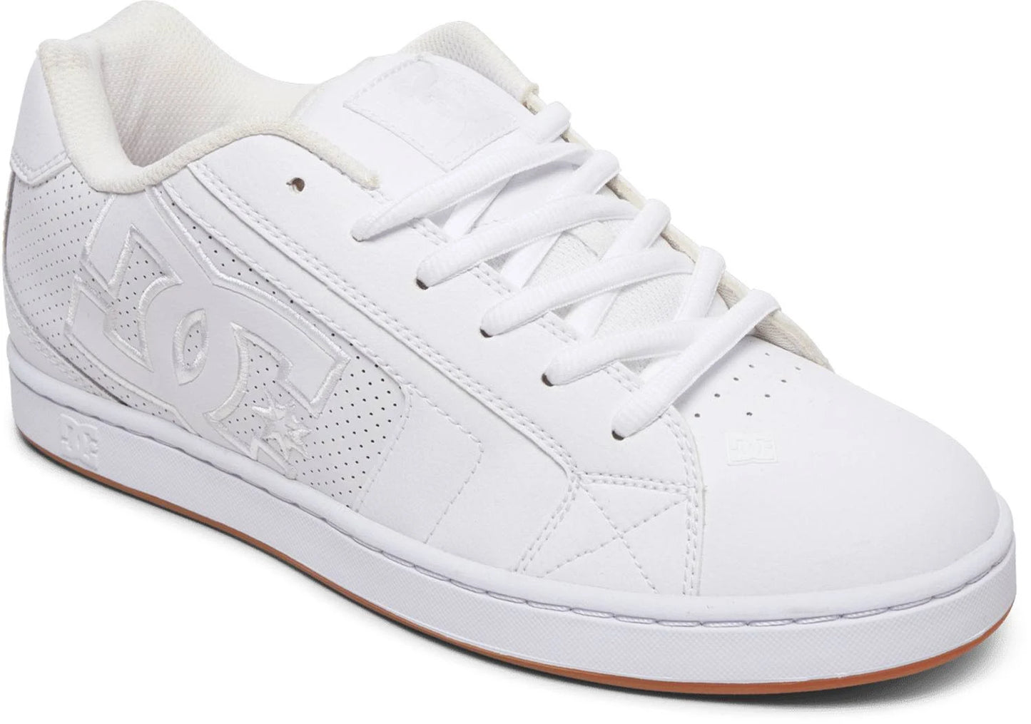 DC Mens Net Leather Padded Skate Shoes, White/White/Gum / 8 BWT9_P9AYS15