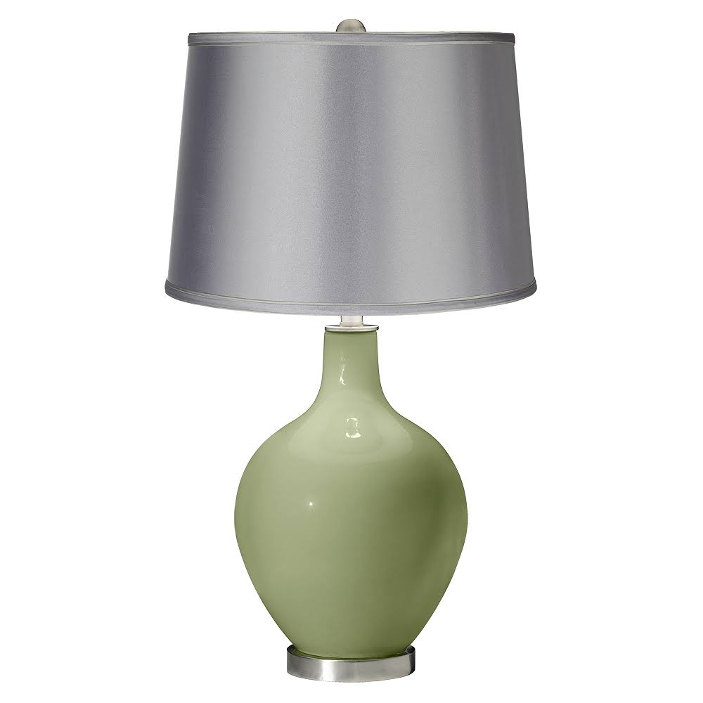 Color + Plus Majolica Green - Satin Light Gray Shade Ovo Table Lamp SDT1_B1RPD44