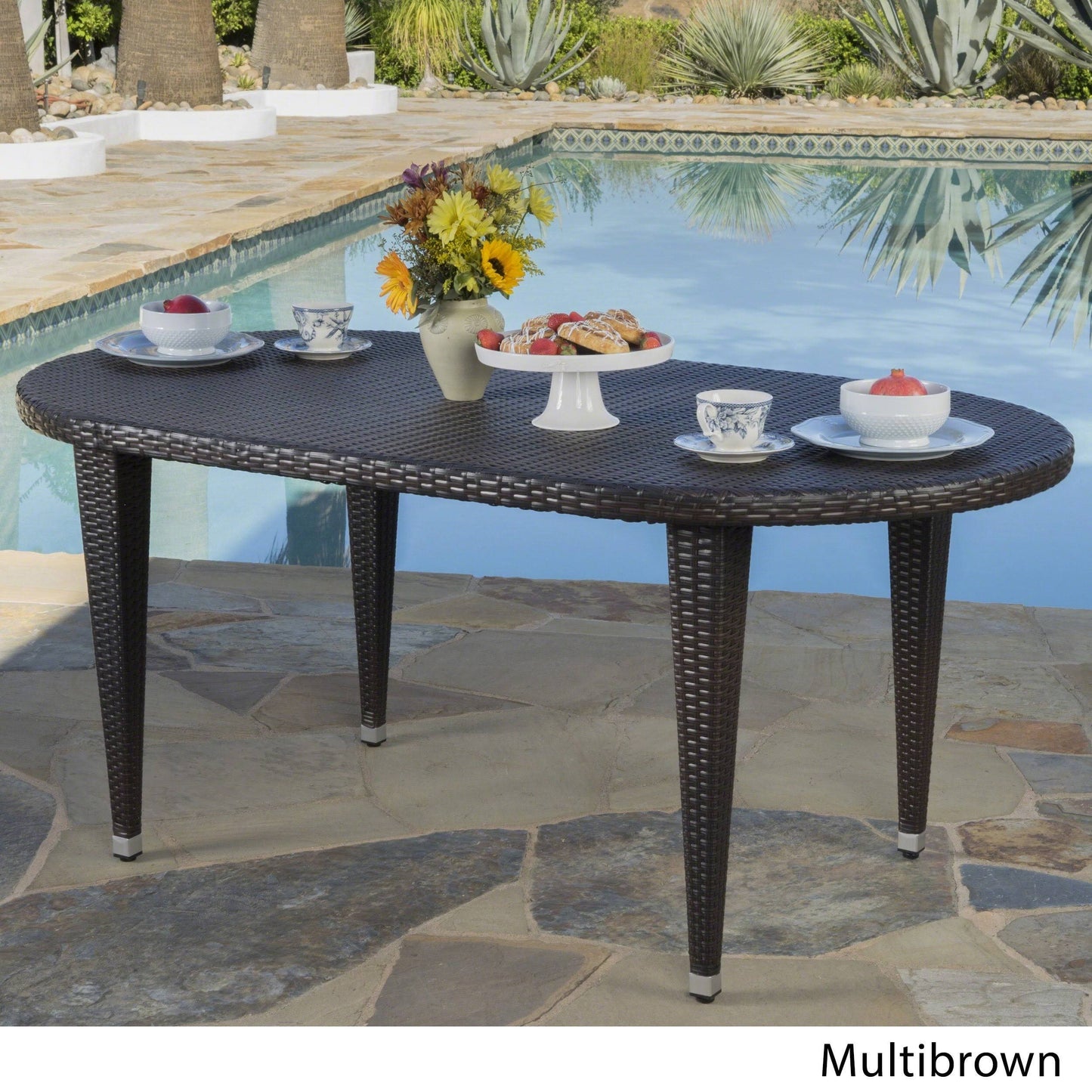 Christopher Knight Home Dominica Outdoor Oval Wicker 69-Inch Wicker Dining Table by, Size: Multibrown SSI5_J6XVL90