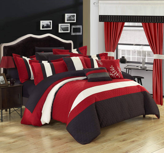 Chic Home Covington 24-Piece Bedding Set - Red - King GGN7_A6HIA18