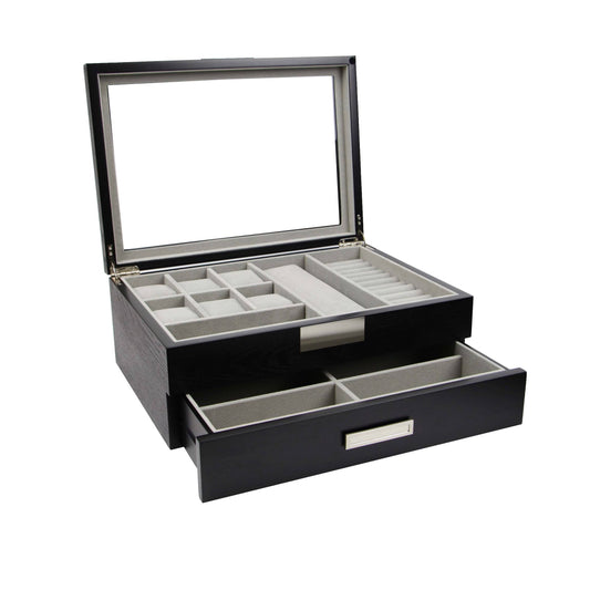 Decorebay Executive Unisex Black Wood Valet Sunglasses and Jewelry Box Storage Super Star BDN8_R6FTV06