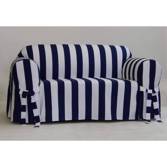 Classic Slipcovers Cabana Stripe One Piece Sofa Slipcover - Navy and White Stripe CST9_Q7ERX53