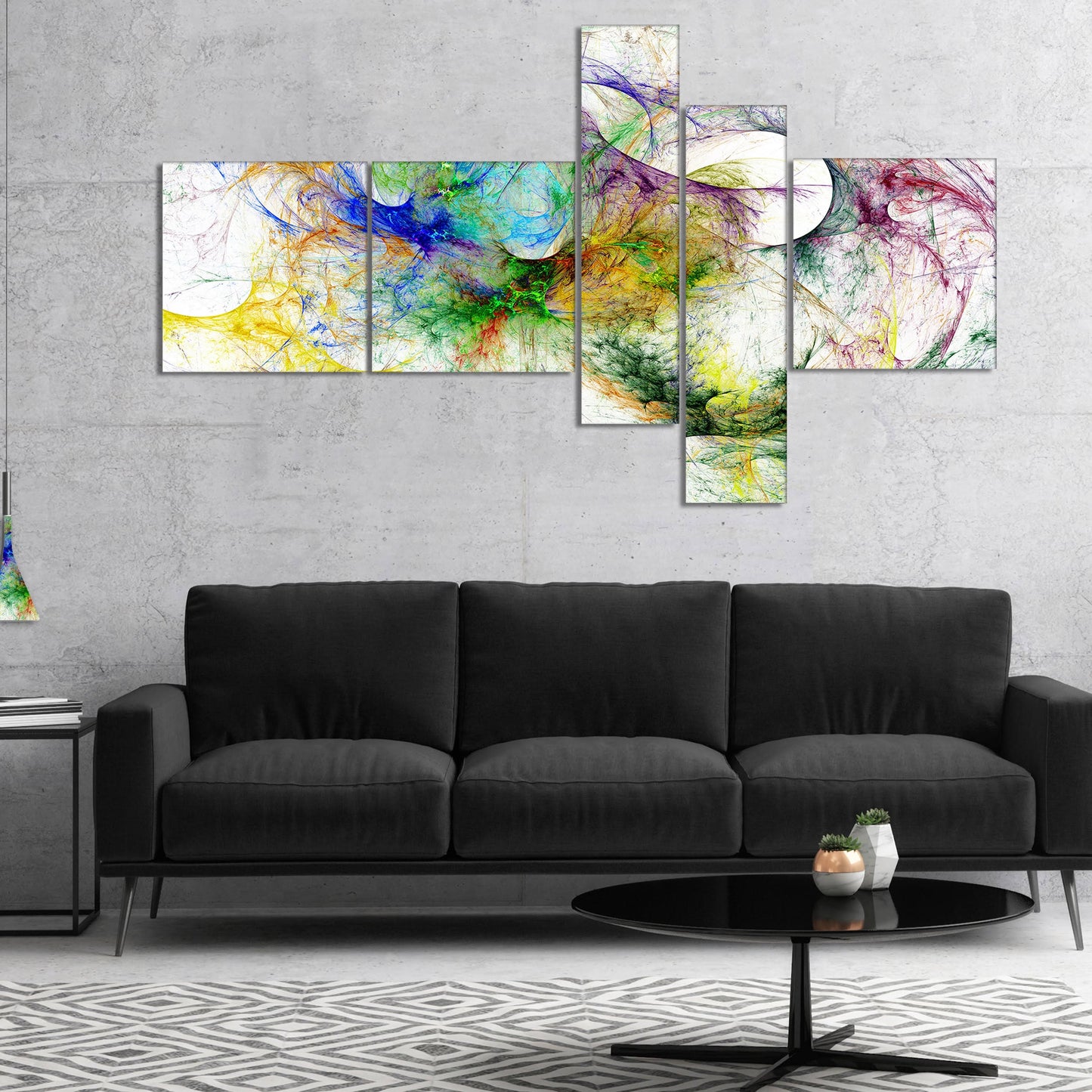 Designart &Wings of Angels Purple& Abstract Canvas Art Print 5 Panels NHW8_Y0MCL89