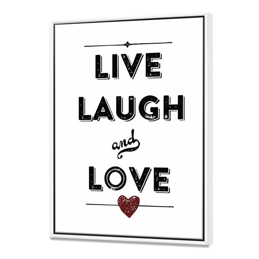 Designart Live Laugh Love Cottage Premium Framed Canvas Wall Art - 30 in. Wide x 40 in. High - White XEV3_R8ASU42