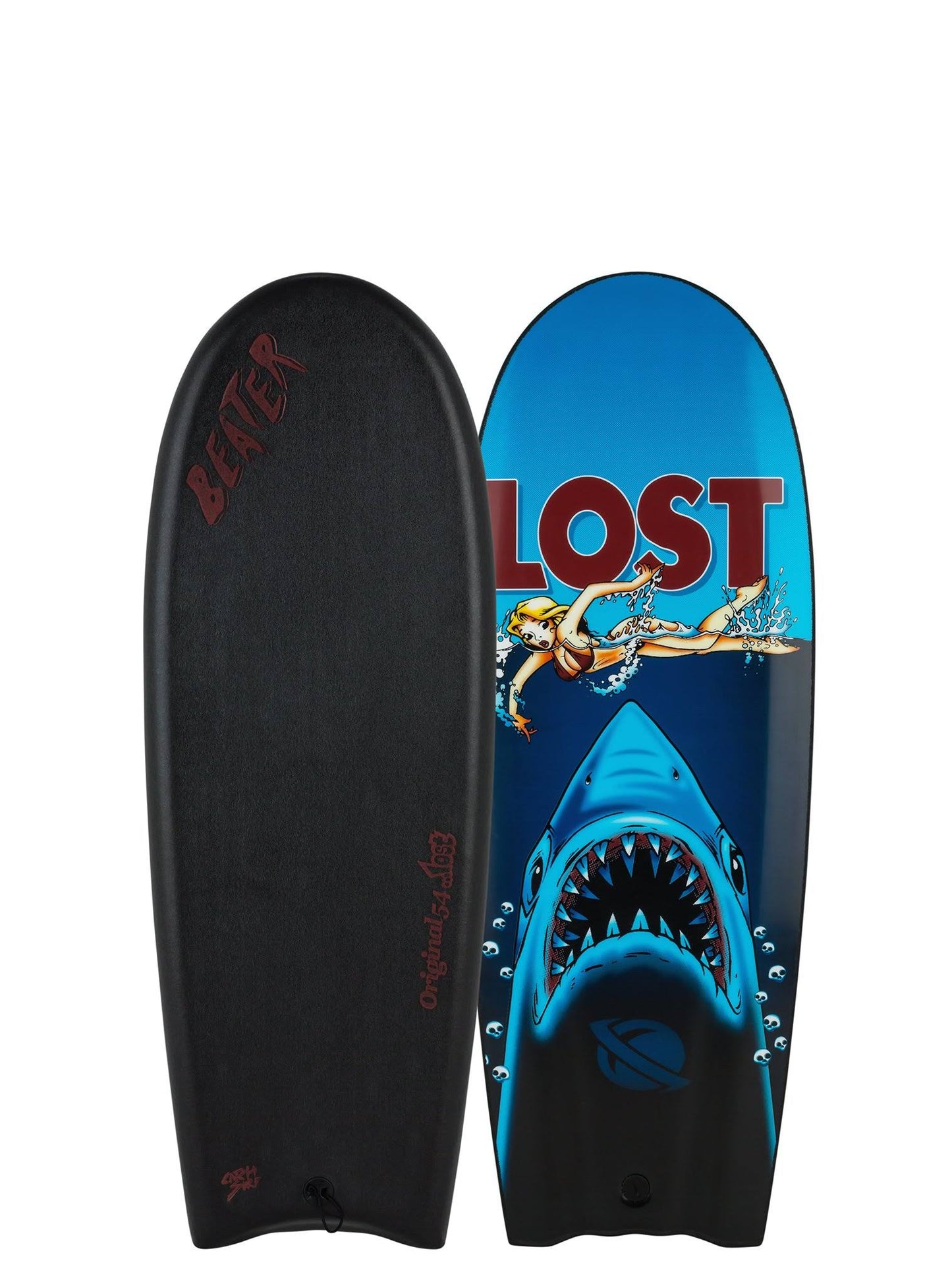 Catch Surf Beater Original 54in Lost Edition Surfboard in Black x Shark Attack ZZJ8_S1MFP01