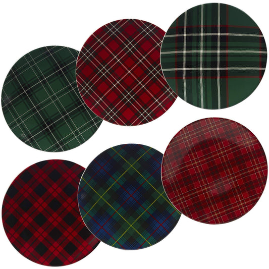 Certified International Christmas Plaid Set 6 Dinner Plate YEO3_U5ENI09