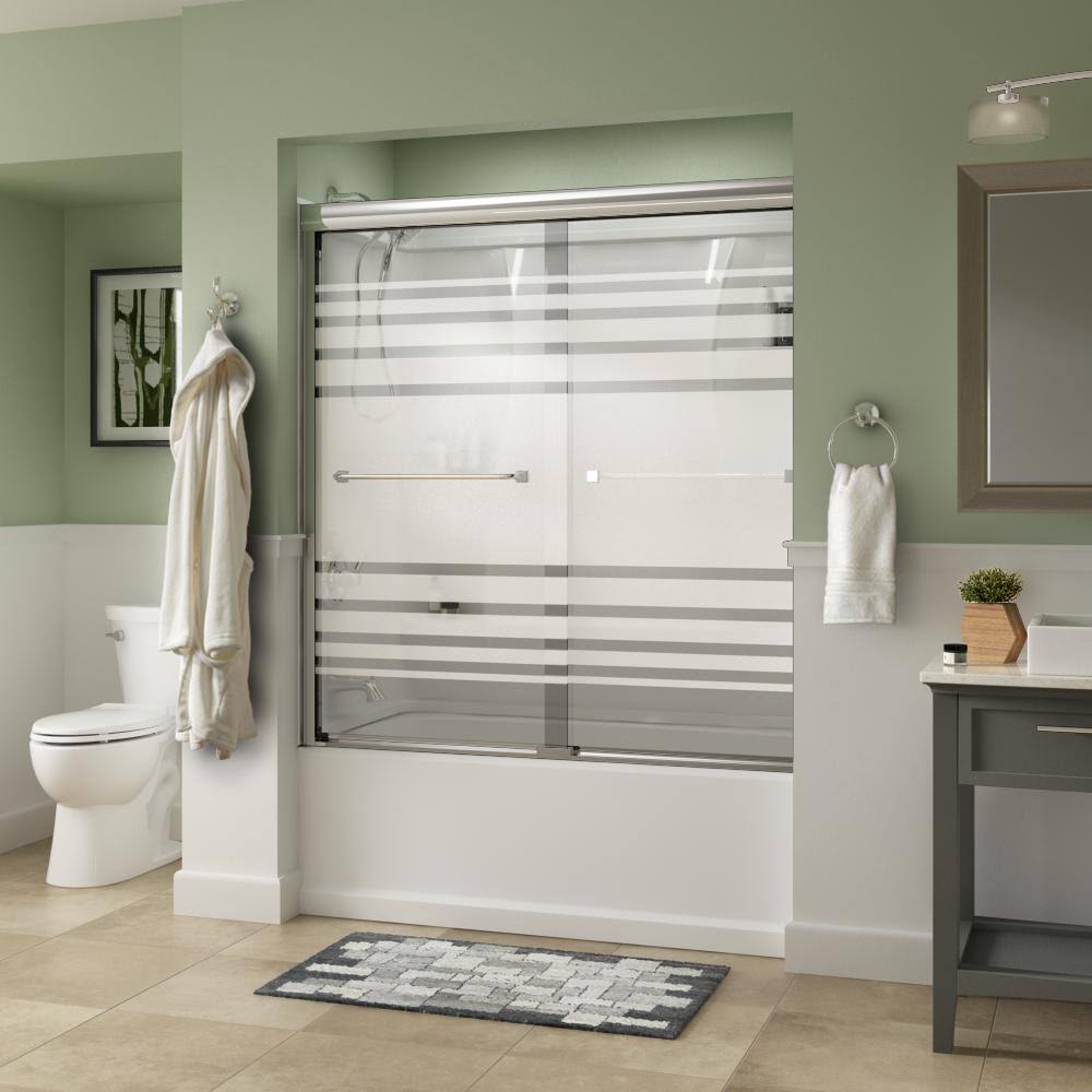 Delta Everly 60 in. x 58-1/8 in. Traditional Semi-Frameless Sliding Bathtub Door in Chrome and 1/4 in. (6mm) Transition Glass XDG8_Y0RRW10