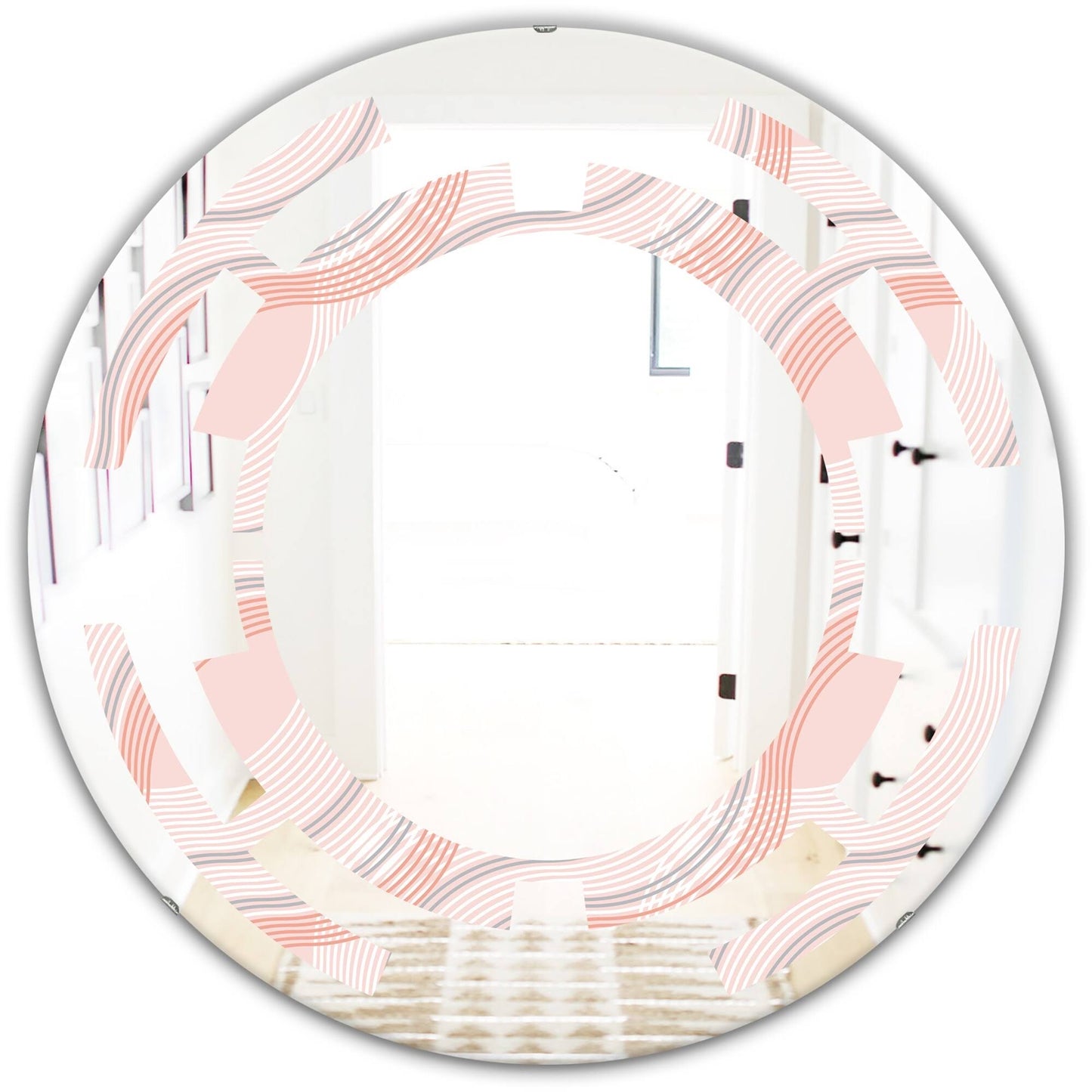 Designart &Pink Elegant Pastel Waves& Modern Round or Oval Wall Mirror - Space - 24 in. Wide x 24 in. High FHS0_V3NKW78