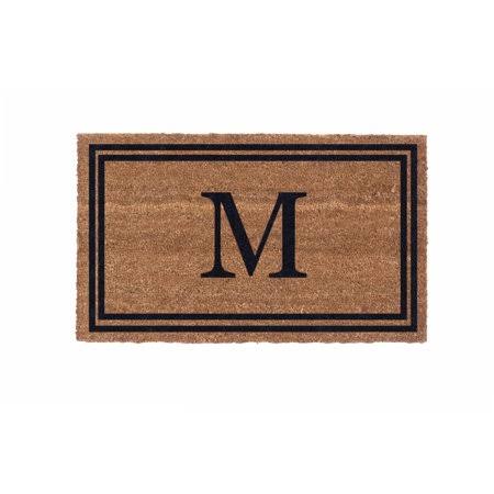 Cocomatsnmore Monogram (U) Vinyl Backed Black Double Border Doormats 38 inch x 60 inch, Beige ASX6_V8PFI02