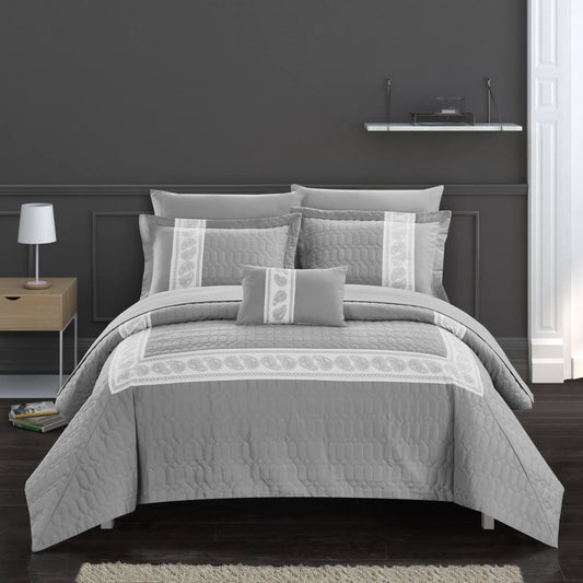 Chic Home BCS20024-US 6 Piece Camden Comforter Set - Grey Twin Size KVZ6_O4YQK20