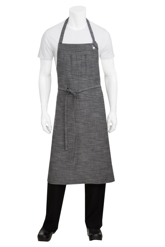 Chef Works ABCXX002BSL0 Corvalis Chef&s Bib Apron Black-Steel JYJ9_L6PLJ79