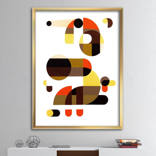 Designart In and Out Mid-Century Modern Framed Art Print - 34 in. Wide x 44 in. High - Gold ERE9_F4QNE12