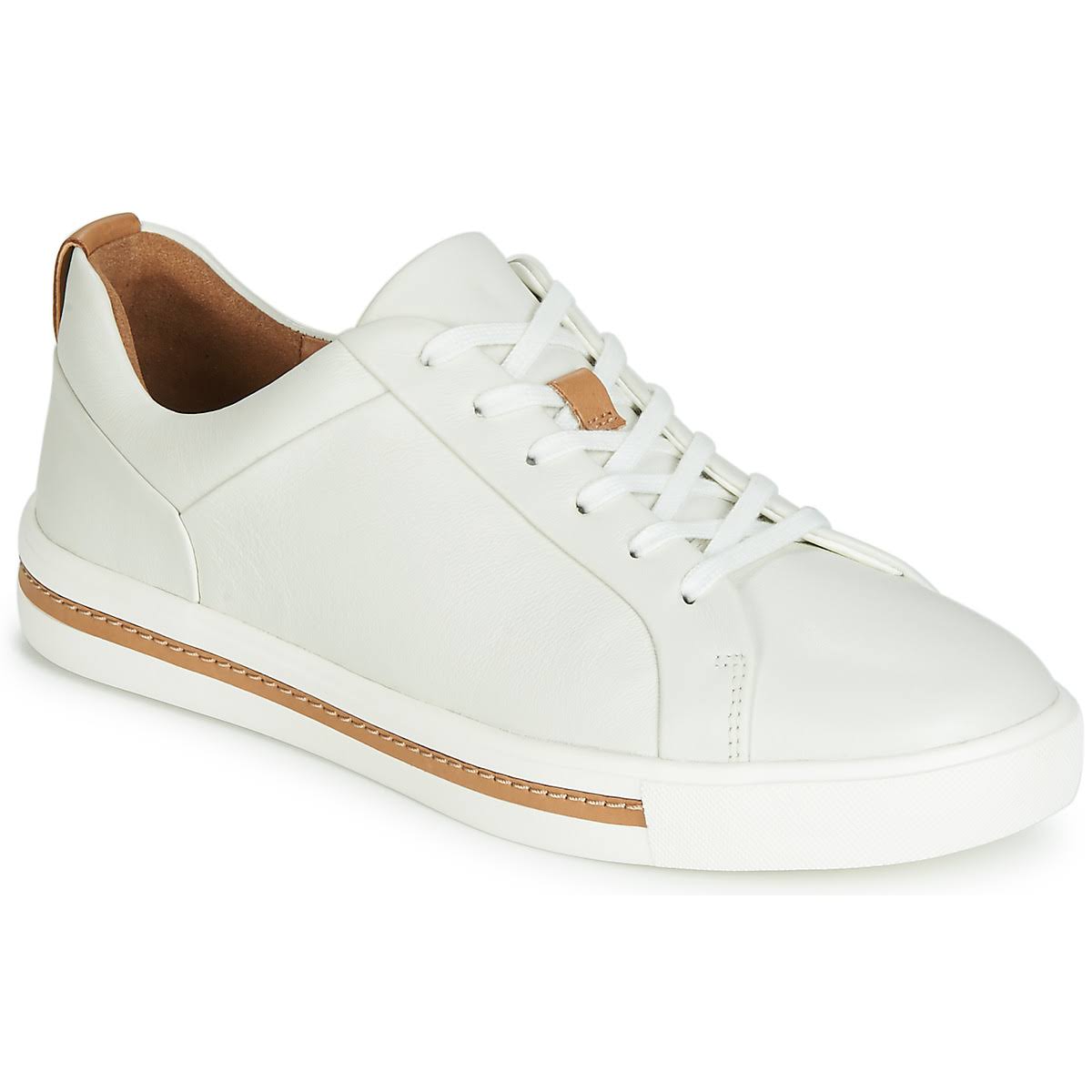 Clarks Un Maui Lace Leather Cupsole Trainers - White SRQ6_W4UWV25