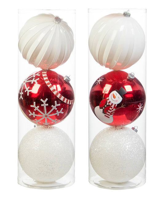 Darice Large Ball Ornaments Red White 6pk 150mm Shatter-Proof VZA3_F7IYT73