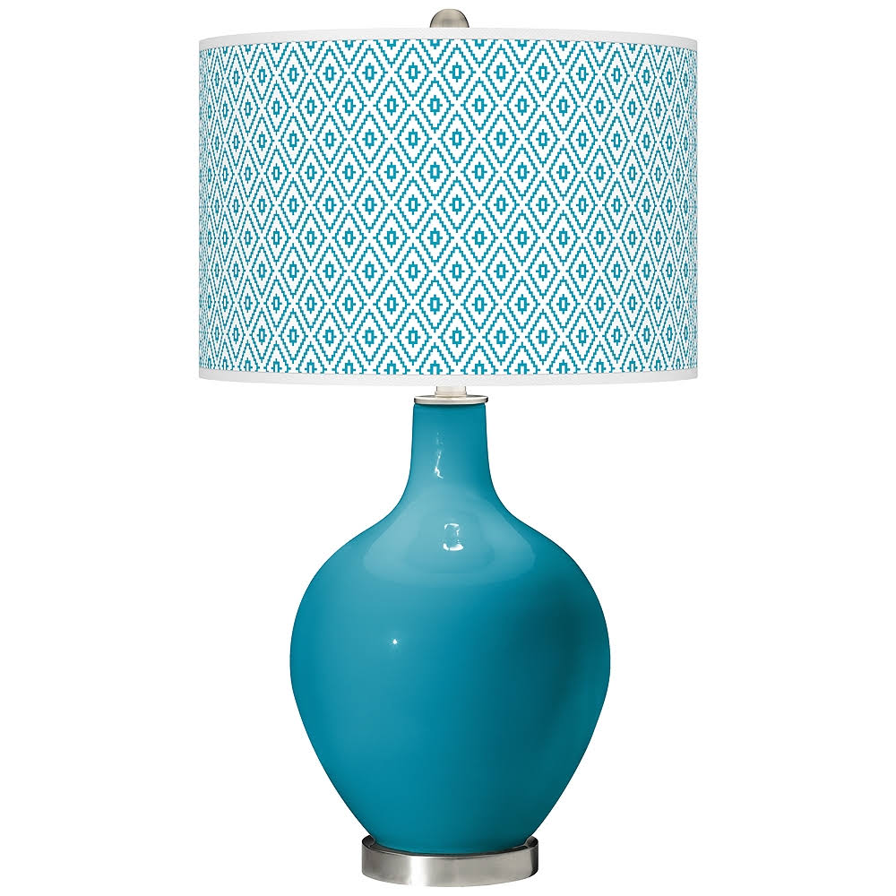 Color + Plus Caribbean Sea Diamonds Ovo Table Lamp, Blue OSW5_F2SGQ30