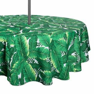 Design Imports DII Banana Leaf Outdoor Tablecloth with Zipper 60 Round MAS6_E8RVL89