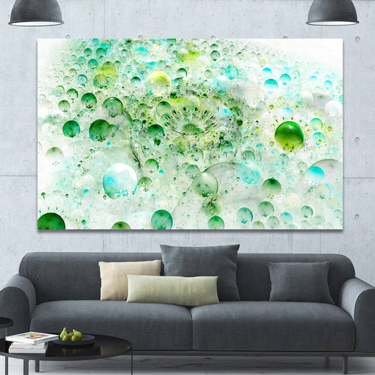 Design Art Green Blue Fractal Molecules Graphic Art on Wrapped Canvas, Size: 20 inch H x 40 inch W x 1 inch D CFW9_A1WCD72