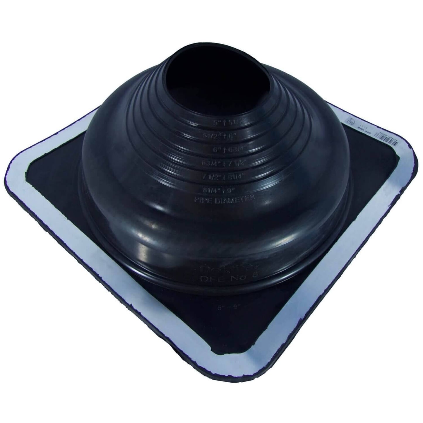 Dektite #6 (dfe106b) Square Black EPDM Flexible Pipe Flashing, Roof Jack, Pipe Boot Flashing Dektite (FOR OD Pipe Sizes 5 - 9 in XNB4_I7PYU03