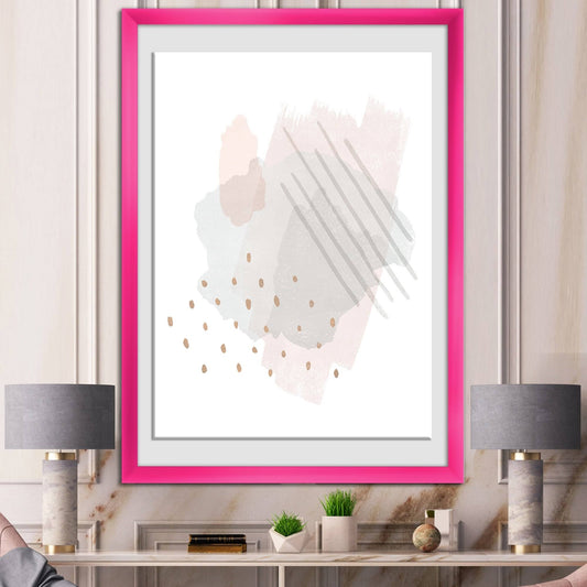 Designart Watercolor Minimal Blush I Transitional Framed Art Print - 34 in. Wide x 44 in. High - Pink OSR3_Q9ZTT86