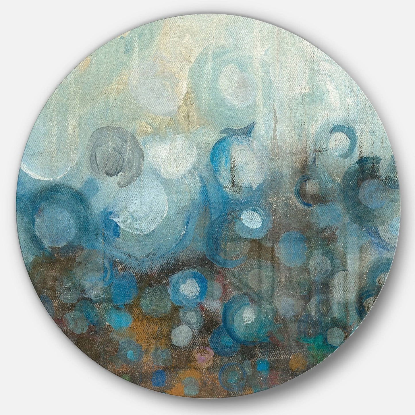 Designart &Blue and Bronze Dots on Glass I& Geometric Metal Circle Wall Art - 23 x 23 - Disc of 23 inch BNN4_C9SOF86