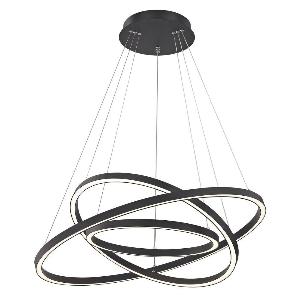 Design Classics Modern 32-Inch Triple Ring LED Pendant Light Black Finish JHY5_X6SDR57