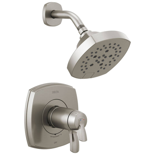 Delta Stryke Stainless Steel Finish 17T Thermostatic Shower Only Faucet Includes Cartridge, Handles, and Rough-In Valve with Sto PYO7_S9QRU20