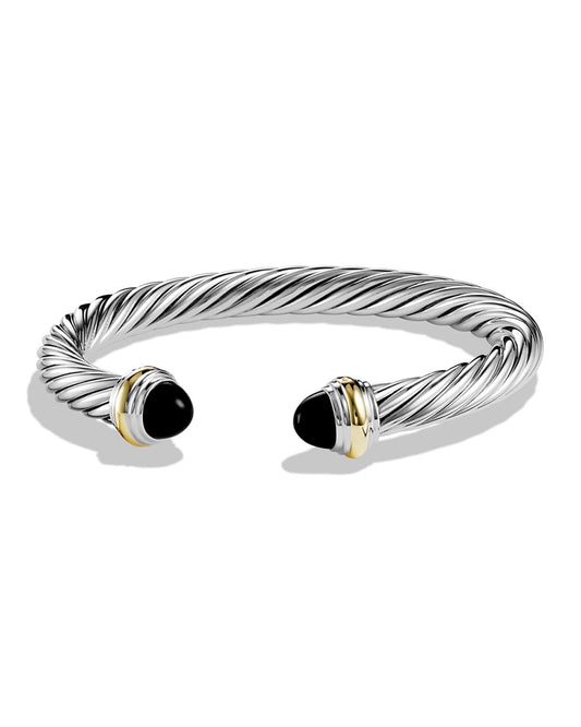 David Yurman Womens Cable Classics Bracelet with Gemstones 14K Yellow Gold - Black Onyx - Size XL FXV7_Z8TSZ49