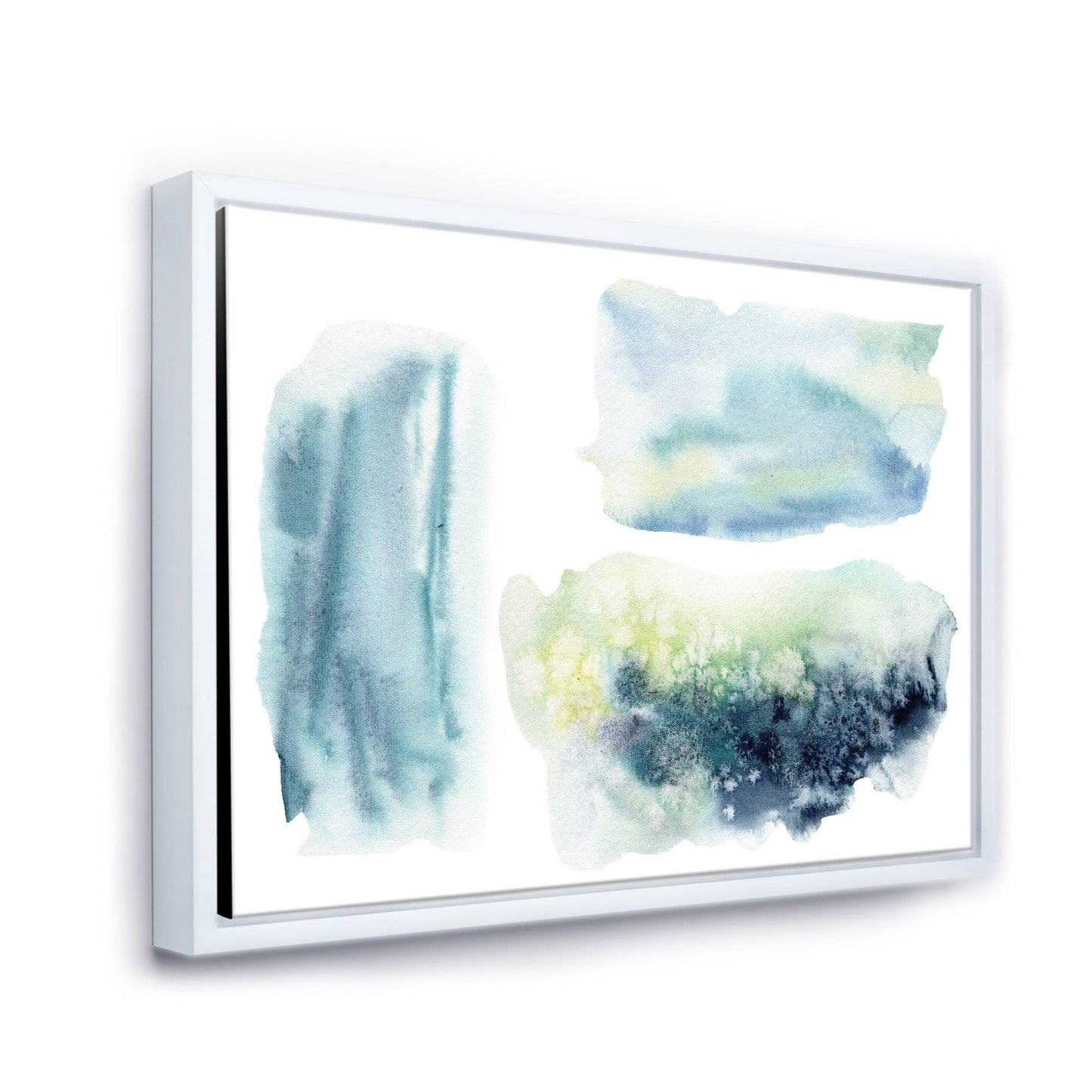 Designart Underwater Abstract Clouds Modern Framed Canvas Wall Art Print - 20 in. Wide x 12 in. High - White LXL8_R1XEU84