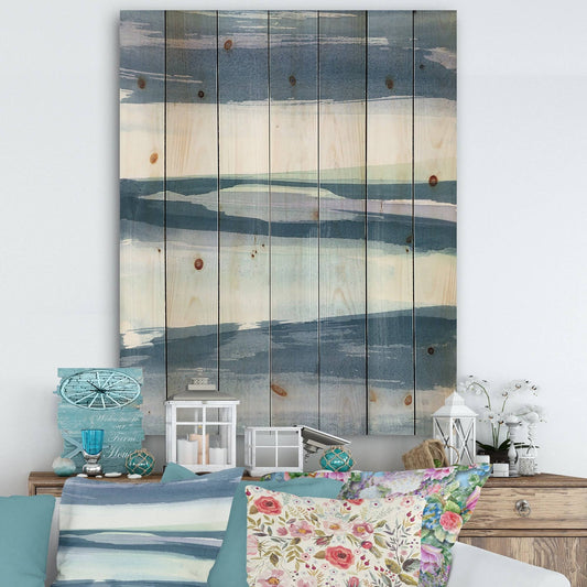 Designart Mint Indigo Dawn II Farmhouse Print on Natural Pine Wood - Blue - 12 in. Wide x 20 in. High ZXP9_X3ZKX25