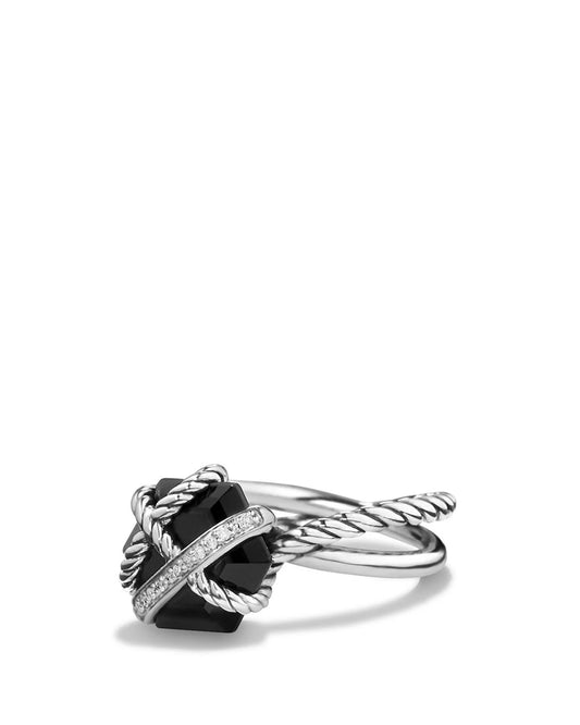 David Yurman Cable Wrap Ring with Black Onyx and Diamonds FNA6_X8CPV84