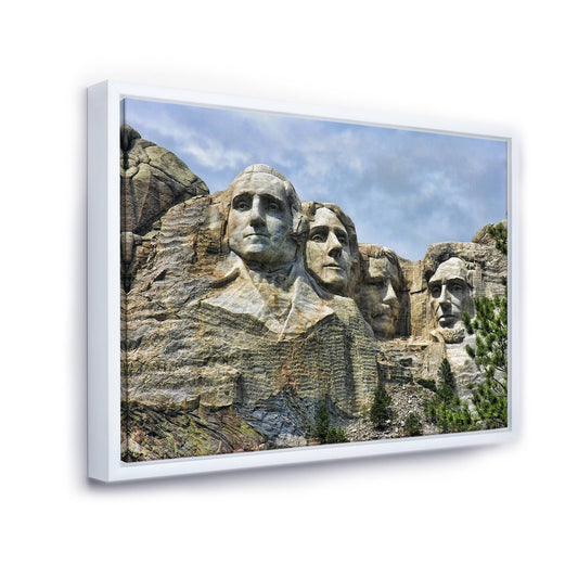 Designart Mount Rushmore South Dakota Landscape Photography Framed Canvas Print - 44 in. Wide x 34 in. High - White TIM6_S6OLG44