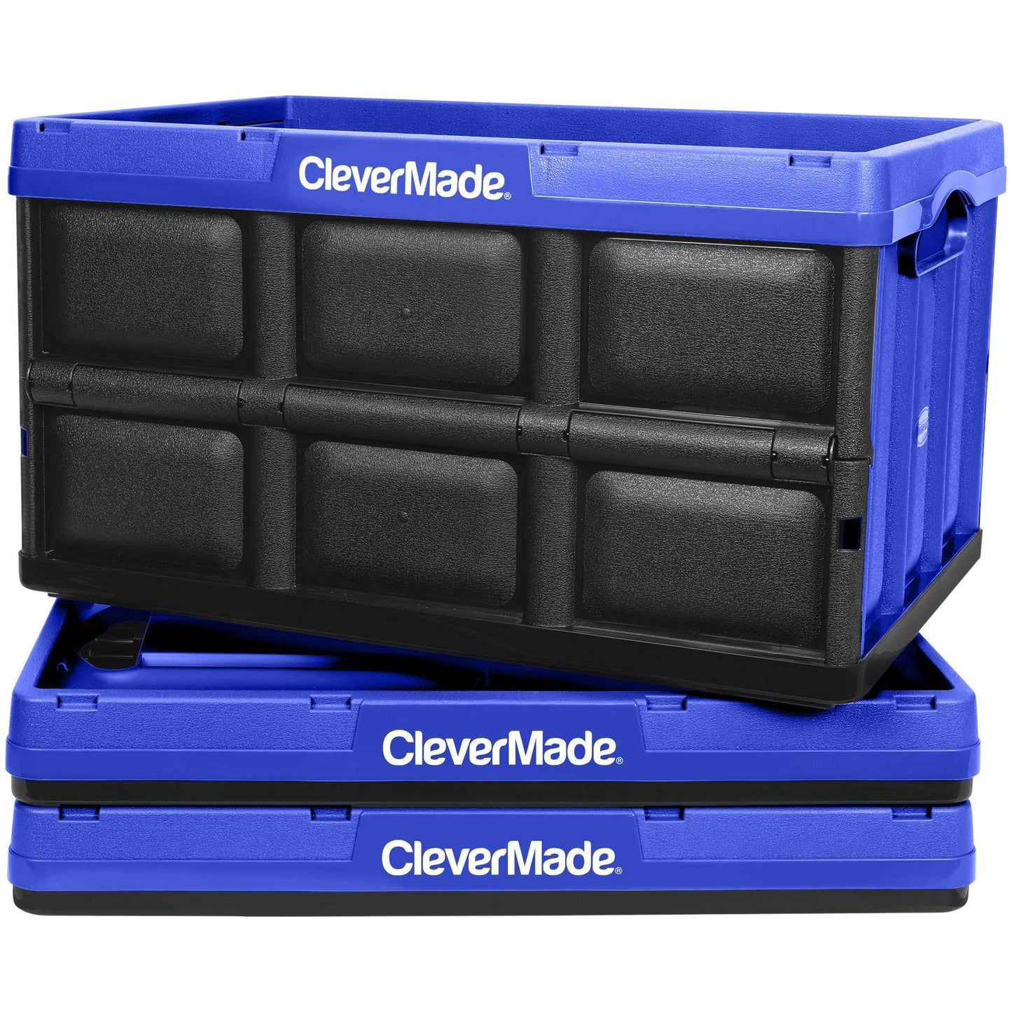 Clevermade 46L Collapsible Storage Bins - Durable Folding Plastic Stackable Wall WFU6_Y4CHS08