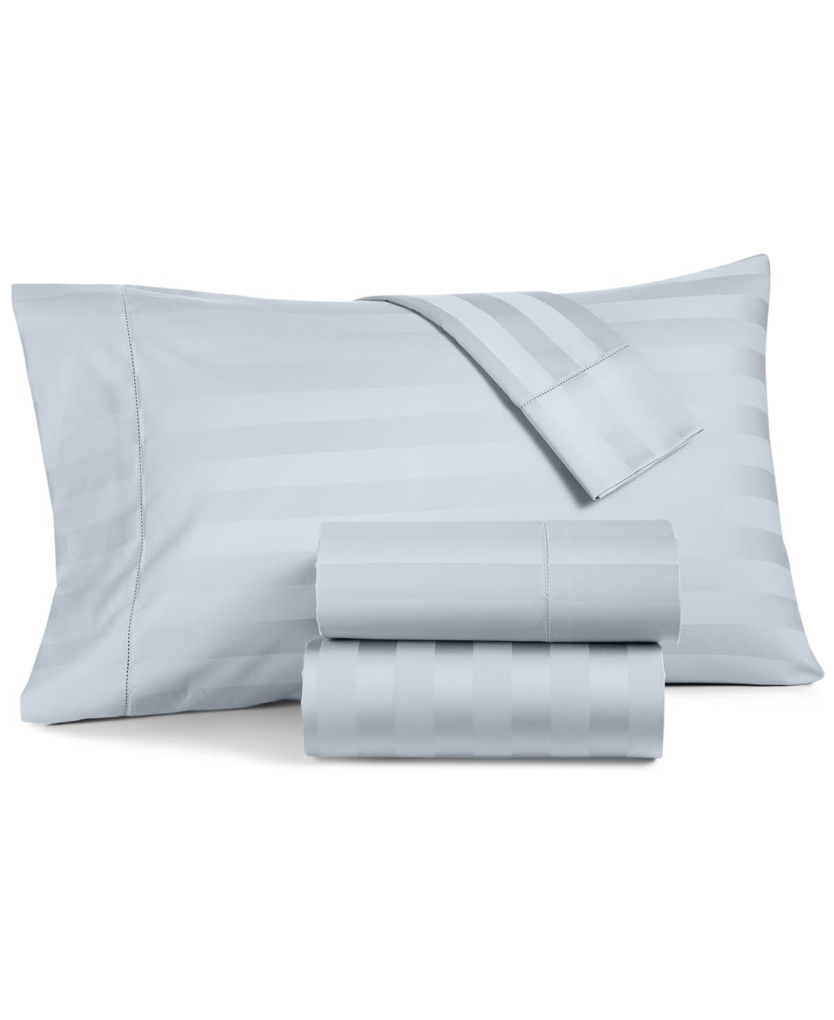 Charter Club Damask 1.5x22 Stripe 100% Supima Cotton 550 Thread Count 4 pc. Sheet Set, Full, Created for Macy&s - Vapor (Light B JOS6_B1VRH52