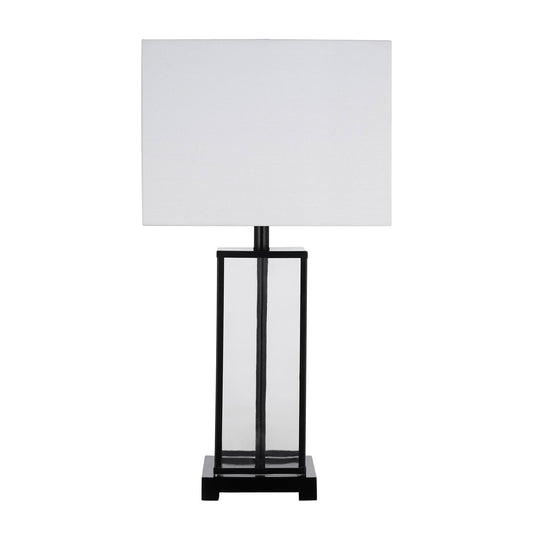 Clear Glass and Black Metal LED Table Lamp OHV9_X3UBB01