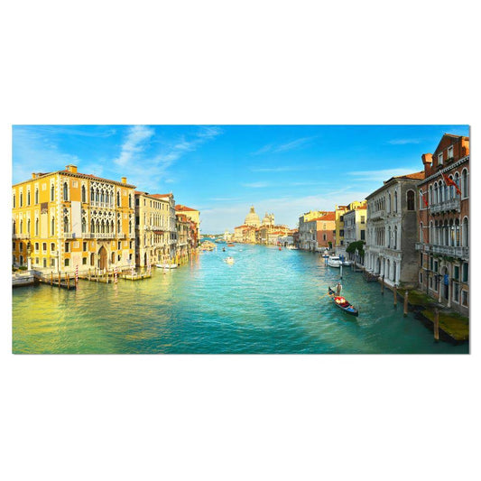 Design Art Vibrant Evening Venice Italy Photographic Print on Wrapped Canvas, Blue UKQ5_G7LEY85