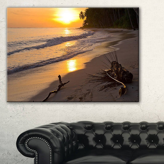 Design Art Palm Trees on Background at Sunset Photographic Print on Wrapped Canvas, White RHJ4_Q9XQX97