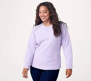 Denim Co. Baby Sherpa Crew Neck Sweatshirt, Size XX-Small, Lilac YZB4_X7PQB60