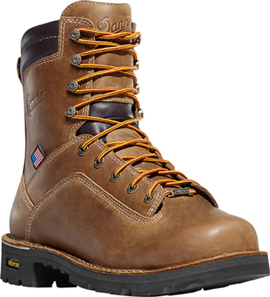 Danner Mens Quarry 8x22 Waterproof Insulated Work Boots, Distressed Brown, 9.5 STD9_E1GHZ87