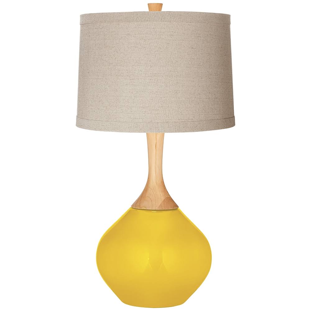 Color + Plus Citrus Natural Linen Drum Shade Wexler Table Lamp QDL8_A7ZLG45