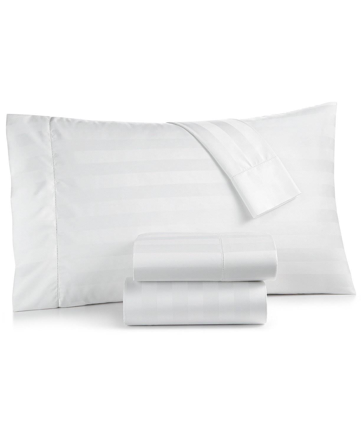 Charter Club Damask Stripe 550 Thread Count 100% Supima Cotton California King 4 Piece Sheet Set White DUL2_X2SUJ16