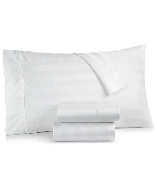 Charter Club Damask Stripe 550 Thread Count 100% Supima Cotton California King 4 Piece Sheet Set White DUL2_X2SUJ16