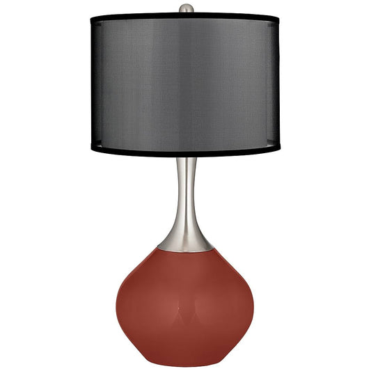 Color + Plus Madeira Spencer Table Lamp with Organza Black Shade, Red YIQ1_P7EXP73