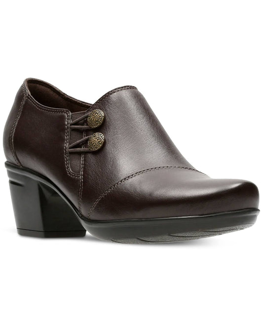 Clarks Womens Emslie Warren, Dark Brown Leather Size: 8 W DLD6_P3UBK03